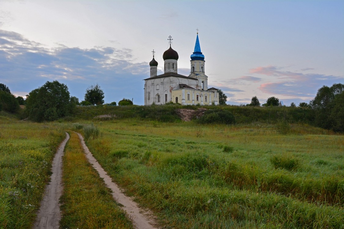 Иванищи (Иваниши). Церковь Успения Пресвятой Богородицы. общий вид в ландшафте, Общий вид с северо-запада