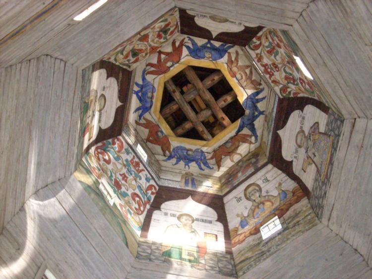 Церковь Тихвинской иконы Божией Матери, Торжок (Торжокский район и г. Торжок, Тверская область). интерьер и убранство, Росписи, сохранившиеся в подкупольной части храма