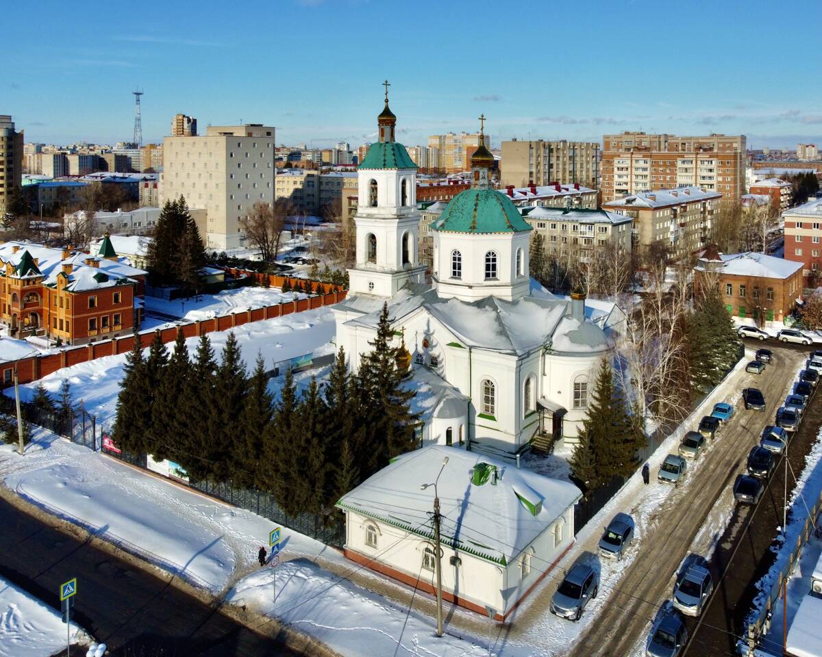 Собор Воздвижения Креста Господня, Омск (Омск, город, Омская область). фасады, Вид с ЮВ