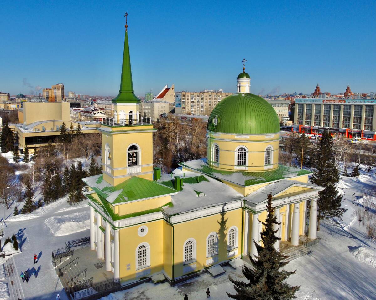 Собор Николая Чудотворца, Омск (Омск, город, Омская область). фасады, Вид с ЮЗ