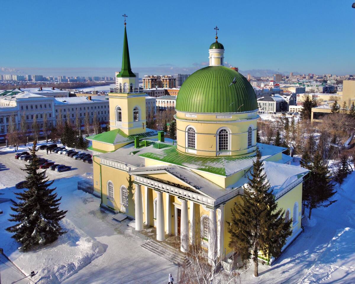 Собор Николая Чудотворца, Омск (Омск, город, Омская область). фасады, Вид с ЮВ