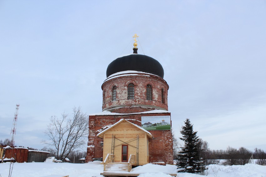 Гагино. Церковь Казанской иконы Божией Матери. общий вид в ландшафте, Вид с запада