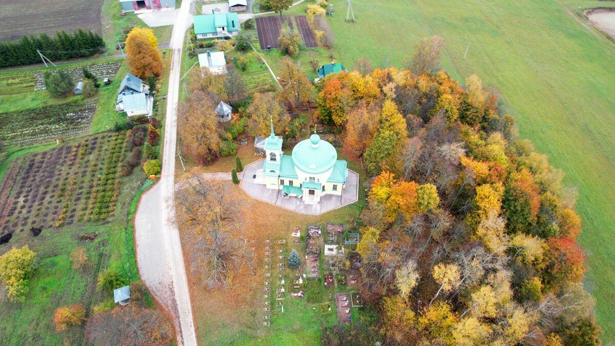 Скит Покровского Хотькова монастыря. Церковь Покрова Пресвятой Богородицы, Горошково (Сергиево-Посадский городской округ, Московская область). общий вид в ландшафте