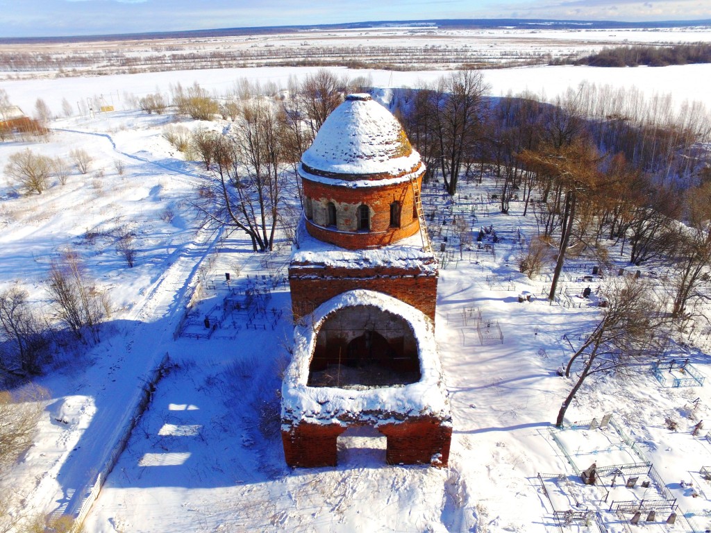 Никульское. Церковь Николая Чудотворца. общий вид в ландшафте, Вид с запада, фото с квадрокоптера