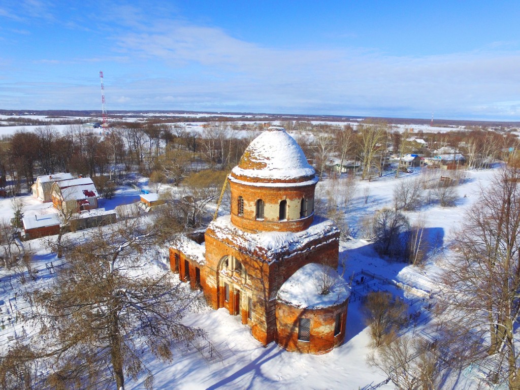 Никульское. Церковь Николая Чудотворца. общий вид в ландшафте, Вид с юго-востока, фото с квадрокоптера