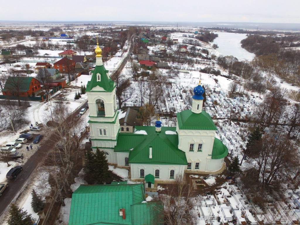 Церковь Казанской иконы Божией Матери, Шеметово (Сергиево-Посадский городской округ, Московская область). общий вид в ландшафте, Вид с юга, фото с квадрокоптера