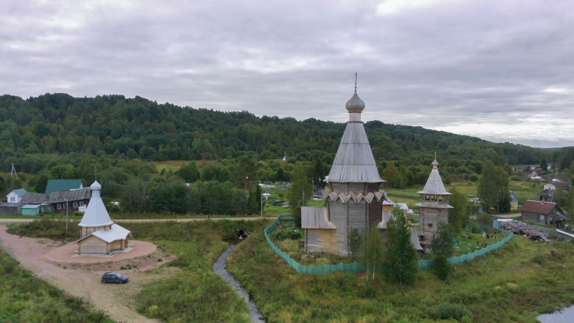 Храмовый комплекс Согинского погоста, Согиницы (Подпорожский район, Ленинградская область). фасады, Вид с севера