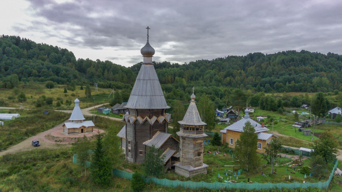 Храмовый комплекс Согинского погоста, Согиницы (Подпорожский район, Ленинградская область). фасады, Вид с запада