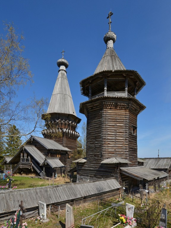 Церковь Рождества Пресвятой Богородицы, Гимрека (Гиморецкий погост) (Подпорожский район, Ленинградская область). фасады, Вид на ансамбль с юго-запада