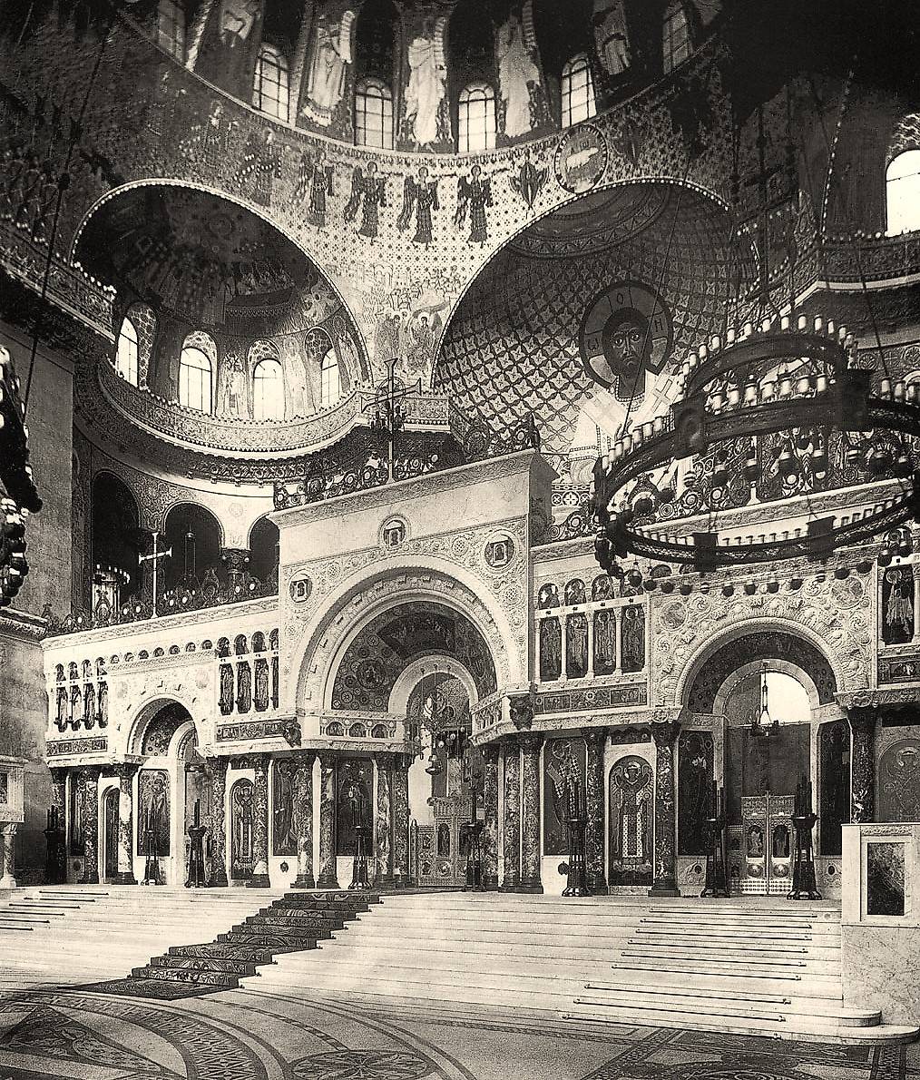 Интерьер морского собора Николая Чудотворца. Фото 1914 г., архивная фотография. Морской собор Николая Чудотворца в Кронштадте, Кронштадт (Санкт-Петербург, Кронштадтский район, г. Санкт-Петербург)
