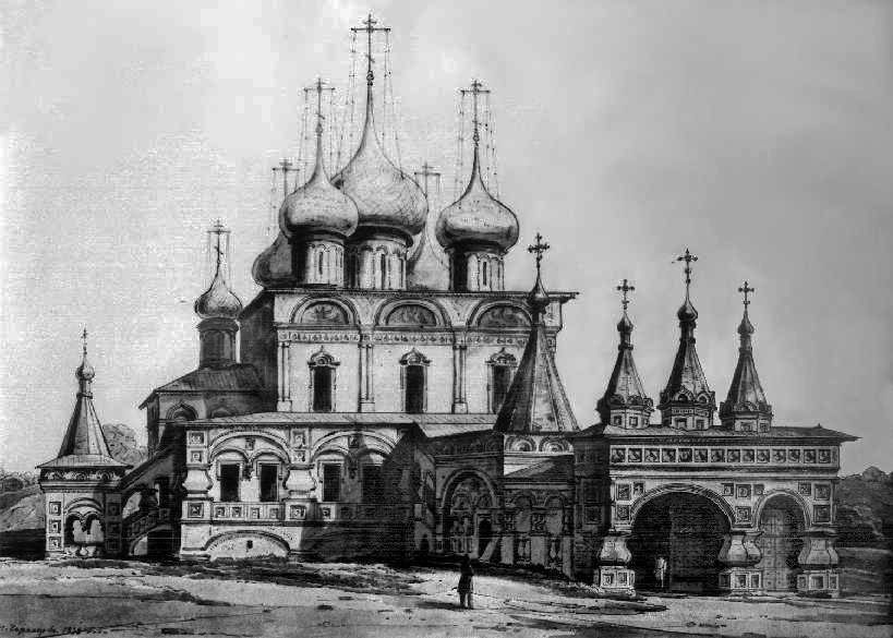 Церковь Воскресения Христова на Дебре, Кострома (Кострома, город, Костромская область). графика, Н. Чернецов, храм Воскресения Христова на Дебре, 1838 г.