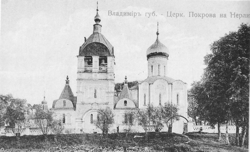 Церковь Покрова Пресвятой Богородицы на Нерли, Боголюбово (Суздальский район, Владимирская область). архивная фотография,  Фото с сайта pastvu.ru Фото 1900-1917 гг.