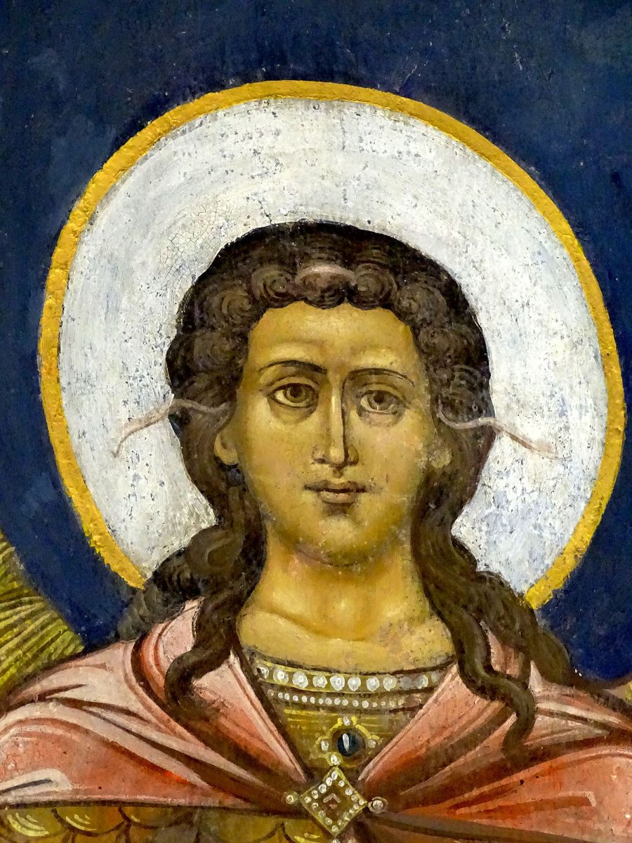 Борисоглебский монастырь. Церковь Бориса и Глеба, Кидекша (Суздальский район, Владимирская область). интерьер и убранство, Фрагмент росписи: Архангел Михаил