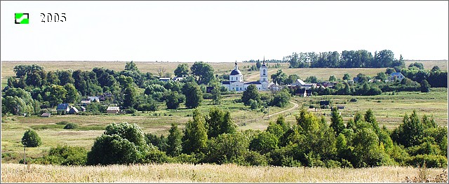 Новое. Никольский женский монастырь. общий вид в ландшафте, Панорама села и монастыря с севера
