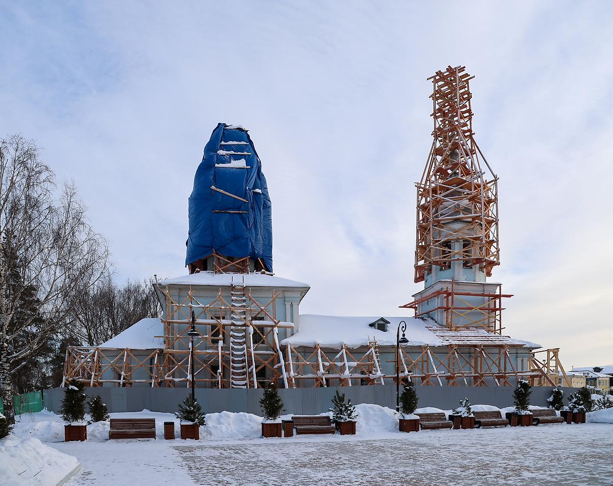 Идёт реставрация церкви, документальные фотографии. Церковь Александра Невского, что на Извести, Вологда (Вологда, город, Вологодская область)