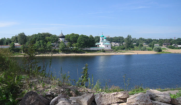Спасо-Преображенский Мирожский монастырь, Псков (Псков, город, Псковская область). общий вид в ландшафте
