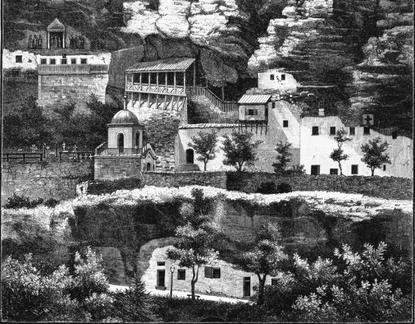 Бахчисарай. Успенский мужской монастырь. архивная фотография, Рис. из журнала 