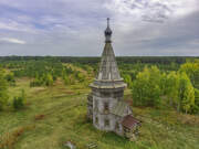 Сретено-Михайловская церковь, Вид с северо-запада<br>, Красная Ляга, урочище, Каргопольский район, Архангельская область