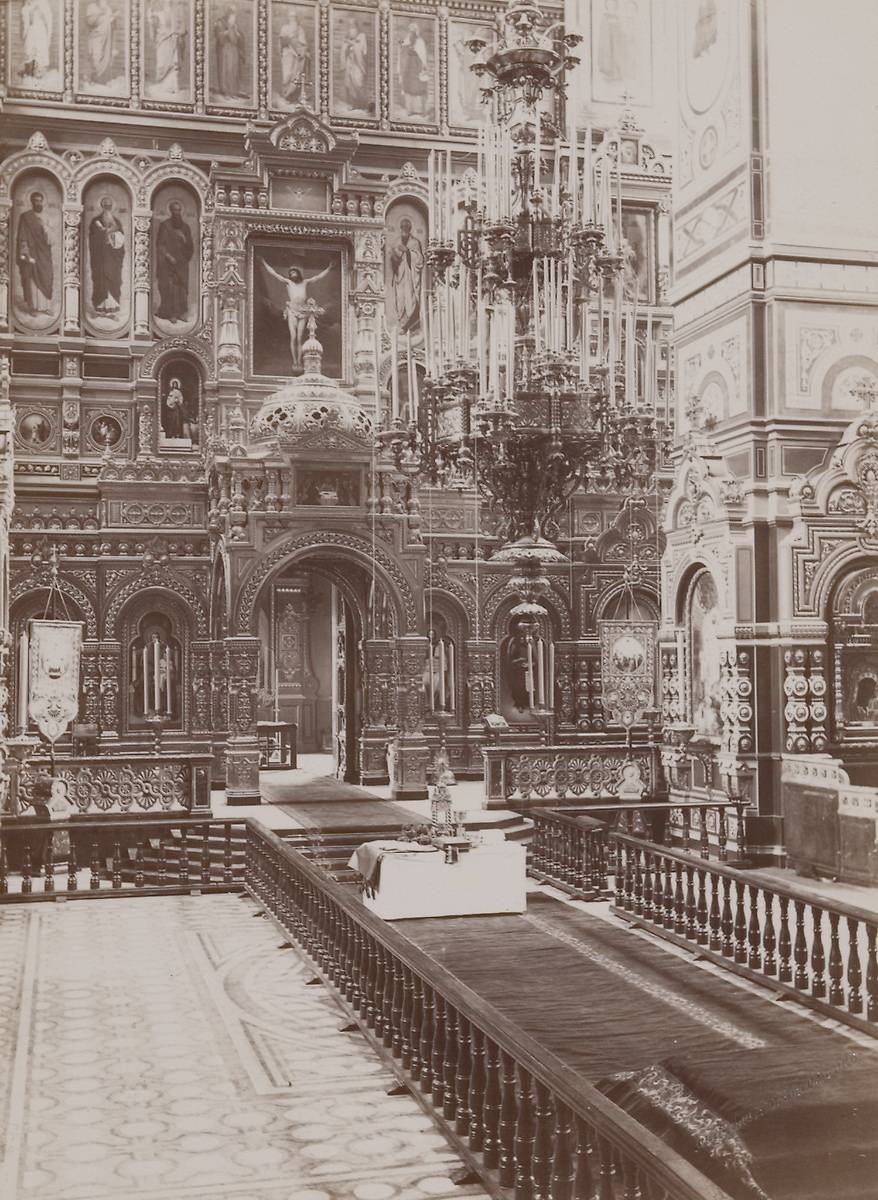 Иконостас Вознесенского собора. Фотография 1900-1903 гг., архивная фотография. Кафедральный собор Вознесения Господня, Елец (Елецкий район и г. Елец, Липецкая область)