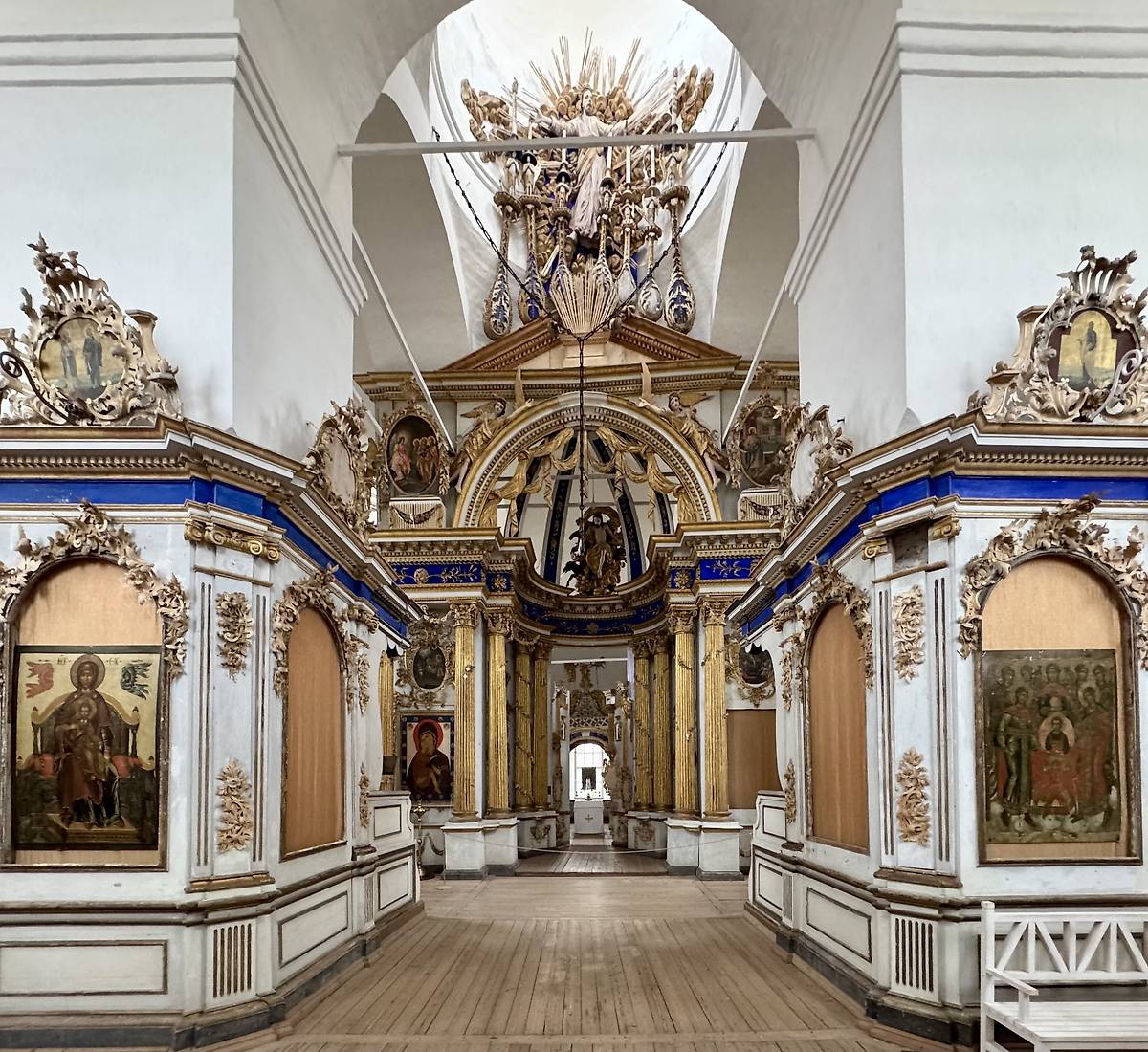 Интерьер, вид от входа, интерьер и убранство. Собор Преображения Господня, Белозерск (Белозерский район, Вологодская область)