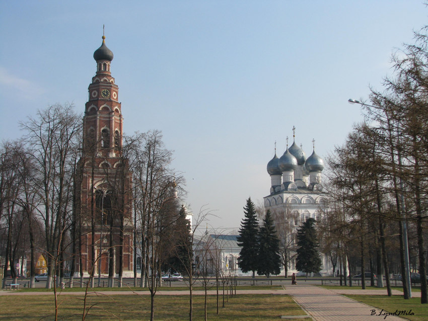 Собор Михаила Архангела, Бронницы (Раменский район и гг. Бронницы, Жуковский, Московская область). общий вид в ландшафте
