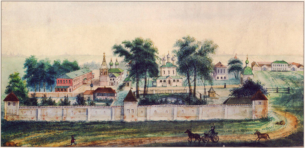 Лукианова мужская пустынь, Лукьянцево (Александровский район, Владимирская область). архивная фотография, Литография кон. ХIХ в. С сайта: Pastvu.com
