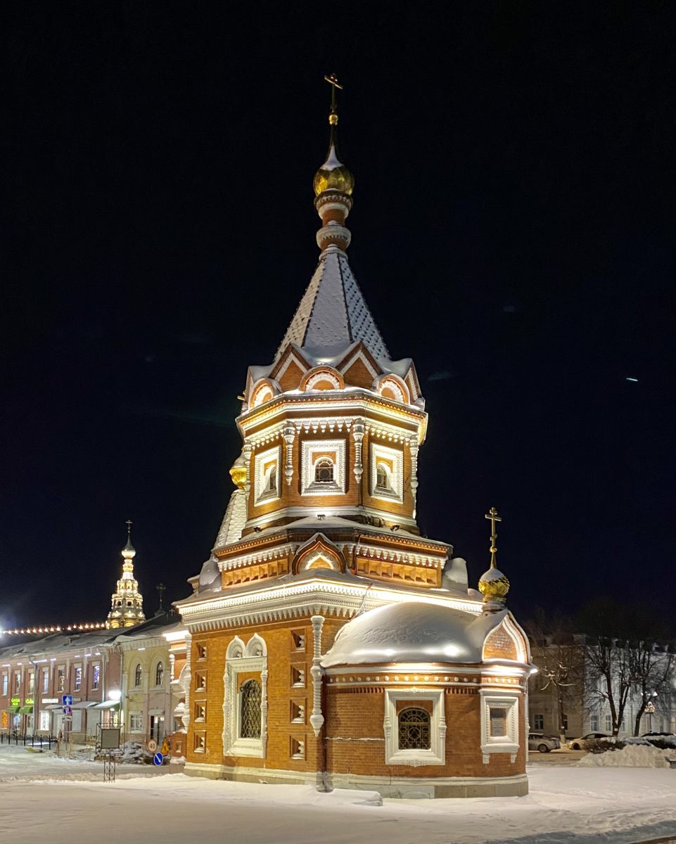 Ярославль. Часовня Александра Невского. художественные фотографии, Подсветка ночью