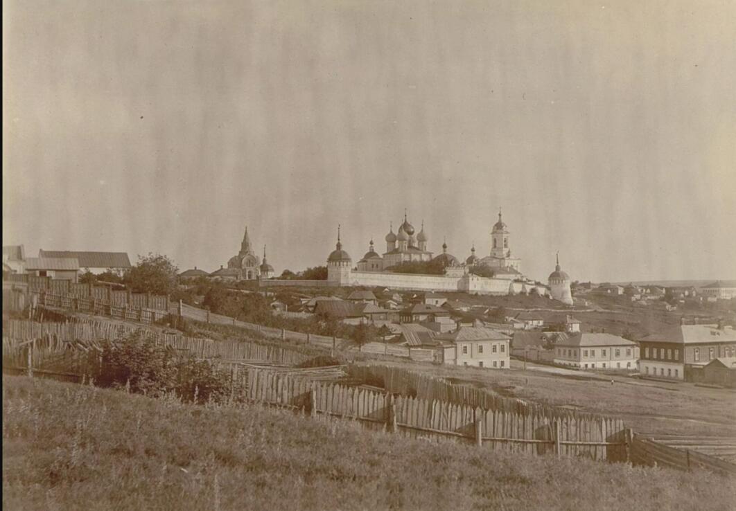 Фото 1899 г. Вид на Высоцкий мужской монастырь., архивная фотография. Высоцкий монастырь, Серпухов (Серпуховский городской округ и гг. Протвино, Пущино, Московская область)