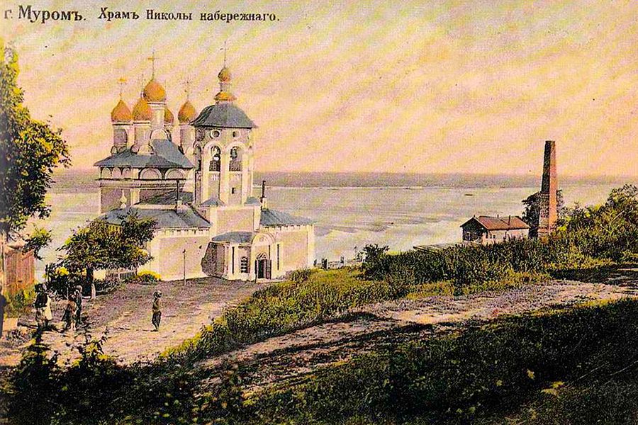 Церковь Николая Чудотворца (Николо-Набережная), Муром (Муромский район и г. Муром, Владимирская область). архивная фотография, Муромский храм Николы Набережного. Старинная открытка