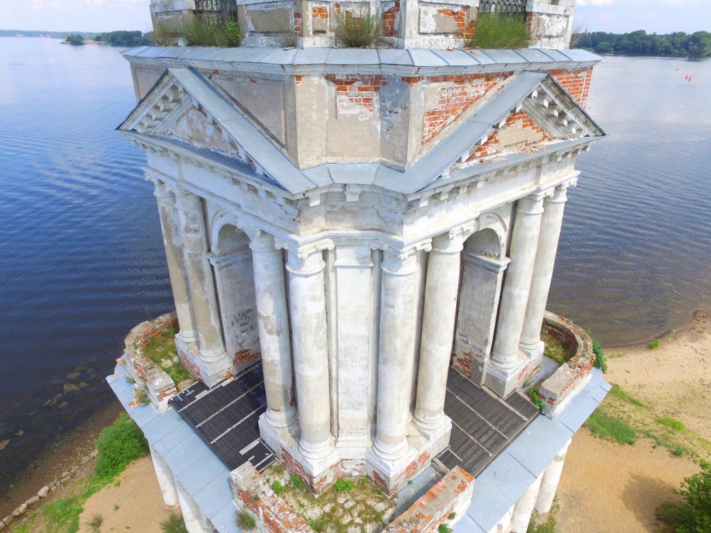 Колокольня собора Николая Чудотворца, Калязин (Калязинский район, Тверская область). архитектурные детали, Второй ярус колокольни, фото с квадрокоптера