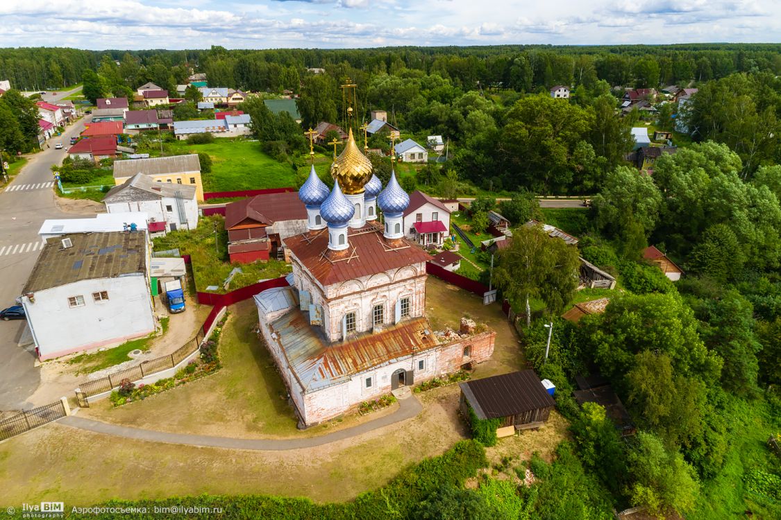 Некрасовское. Церковь Рождества Пресвятой Богородицы. общий вид в ландшафте