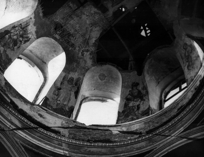 Ляличи. Церковь Екатерины. документальные фотографии, Остатки росписи в куполе, 1962 год