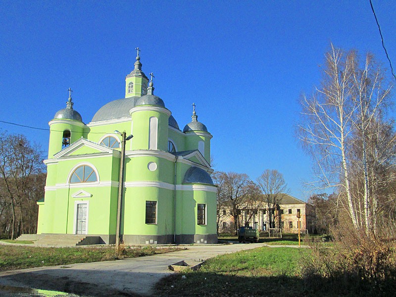 Гринево. Церковь Троицы Живоначальной. общий вид в ландшафте