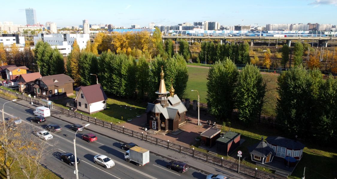 Церковь Василия Великого, Кировский район (Санкт-Петербург, г. Санкт-Петербург). общий вид в ландшафте