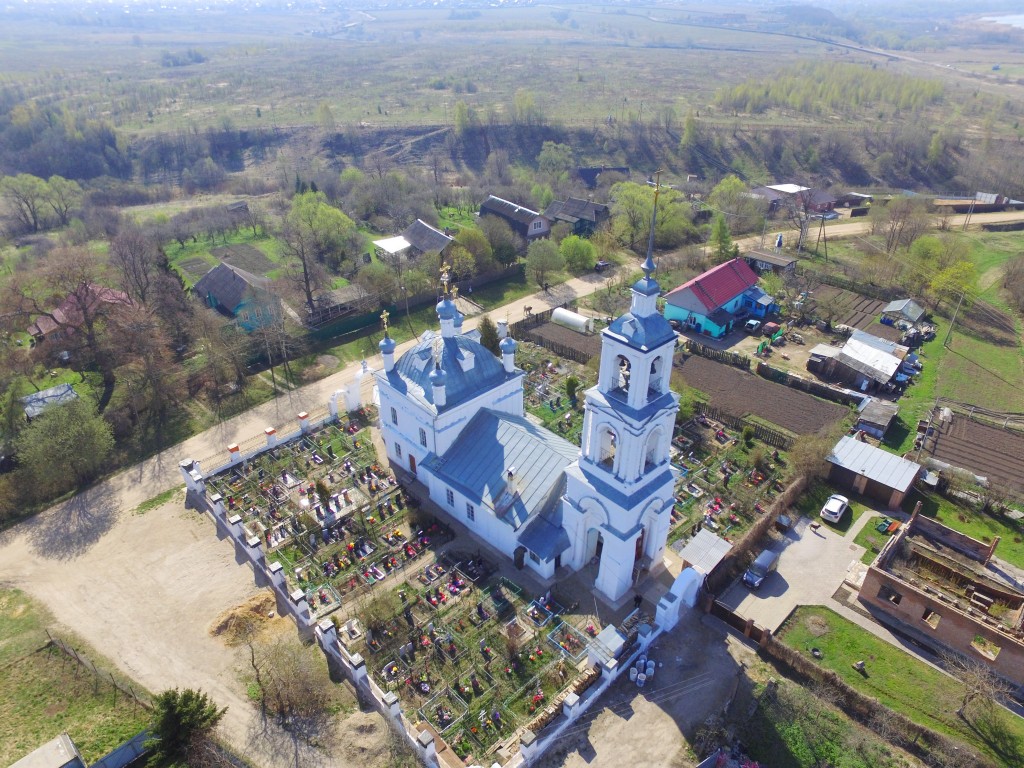 Церковь Рождества Пресвятой Богородицы, Городище (Переславский район и г. Переславль-Залесский, Ярославская область). общий вид в ландшафте, Вид с северо-запада, фото с квадрокоптера