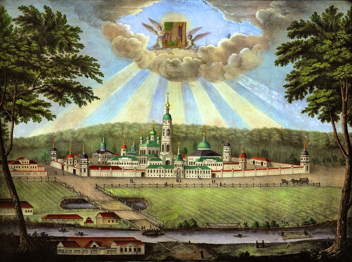 Оптина Пустынь, Козельск (Оптино) (Козельский район, Калужская область). графика, Горельеф с видом Оптиной пустыни, выполненный в кон. ХIХ века.