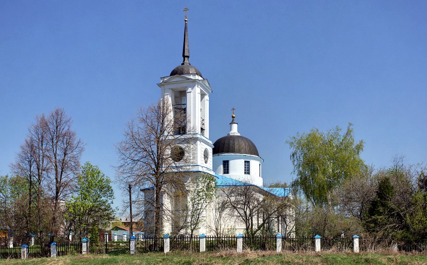 Буняково. Церковь Покрова Пресвятой Богородицы. общий вид в ландшафте