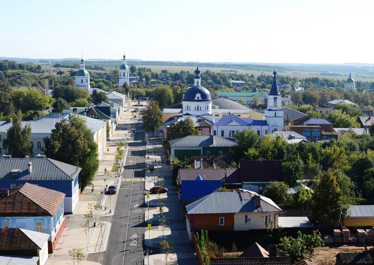 Церковь Илии Пророка, Зарайск (Зарайский городской округ, Московская область). общий вид в ландшафте, Вид с водонапорной башни