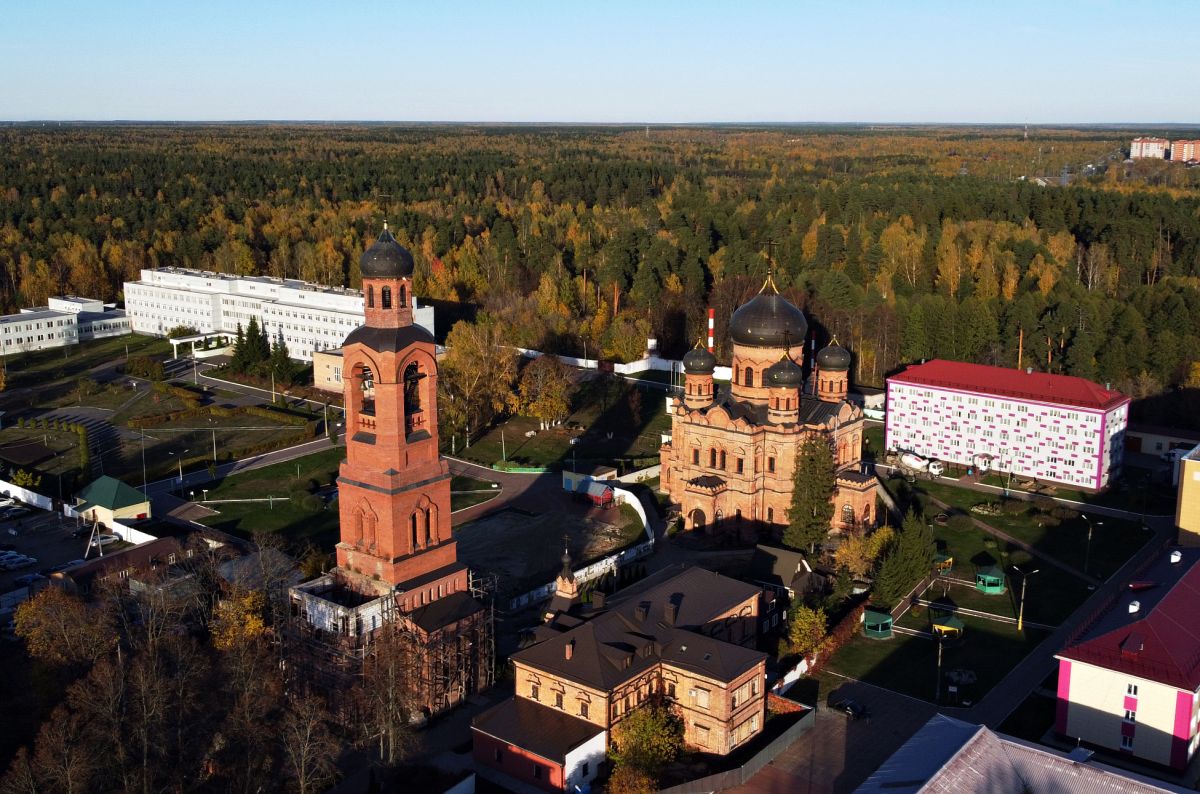 Спасо-Преображенский Гуслицкий монастырь, Куровское (Орехово-Зуевский городской округ, Московская область). общий вид в ландшафте