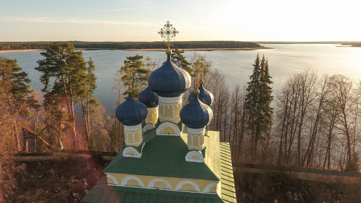Церковь Успения Пресвятой Богородицы, Николо-Рожок (Осташковский городской округ, Тверская область). архитектурные детали, аэросъемка, обзорный вид сверху