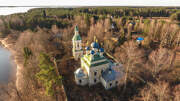 Церковь Успения Пресвятой Богородицы, аэросъемка, обзорный вид сверху<br>, Николо-Рожок, Осташковский городской округ, Тверская область
