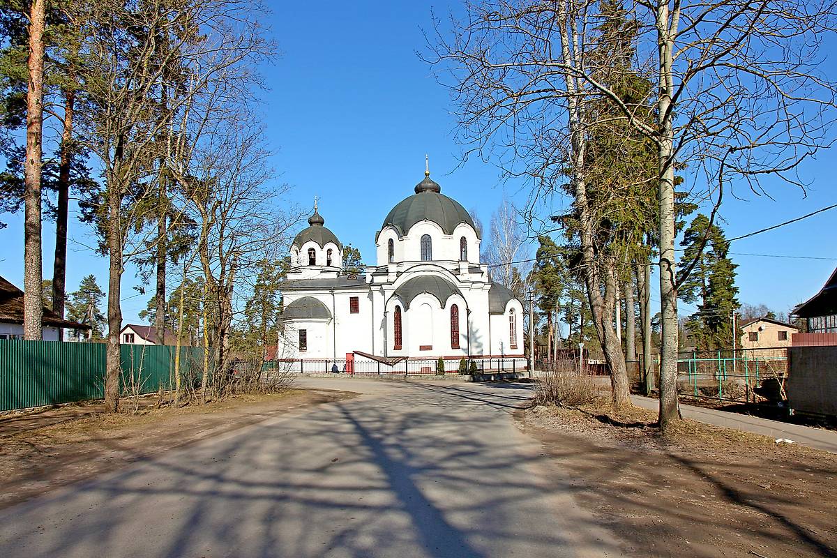 общий вид в ландшафте. Кафедральный собор Казанской иконы Божией Матери, Луга (Лужский район, Ленинградская область)