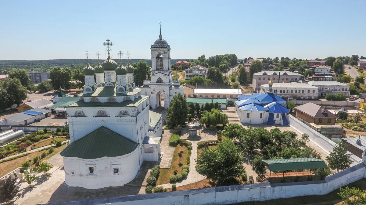 Богоявленский монастырь, Мстёра (Вязниковский район, Владимирская область). фасады, аэросъемка, обзорный вид сверху
