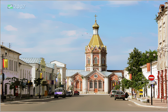 Кафедральный собор Вознесения Господня, Касимов (Касимовский район и г. Касимов, Рязанская область). общий вид в ландшафте, Общий вид собора с ул. Советской