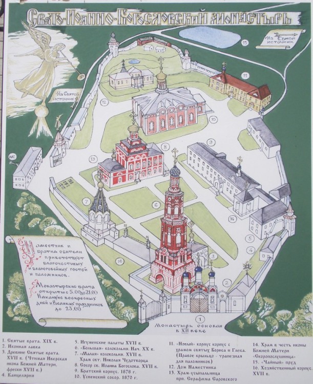 Пощупово. Иоанно-Богословский монастырь. дополнительная информация, Схема монастыря