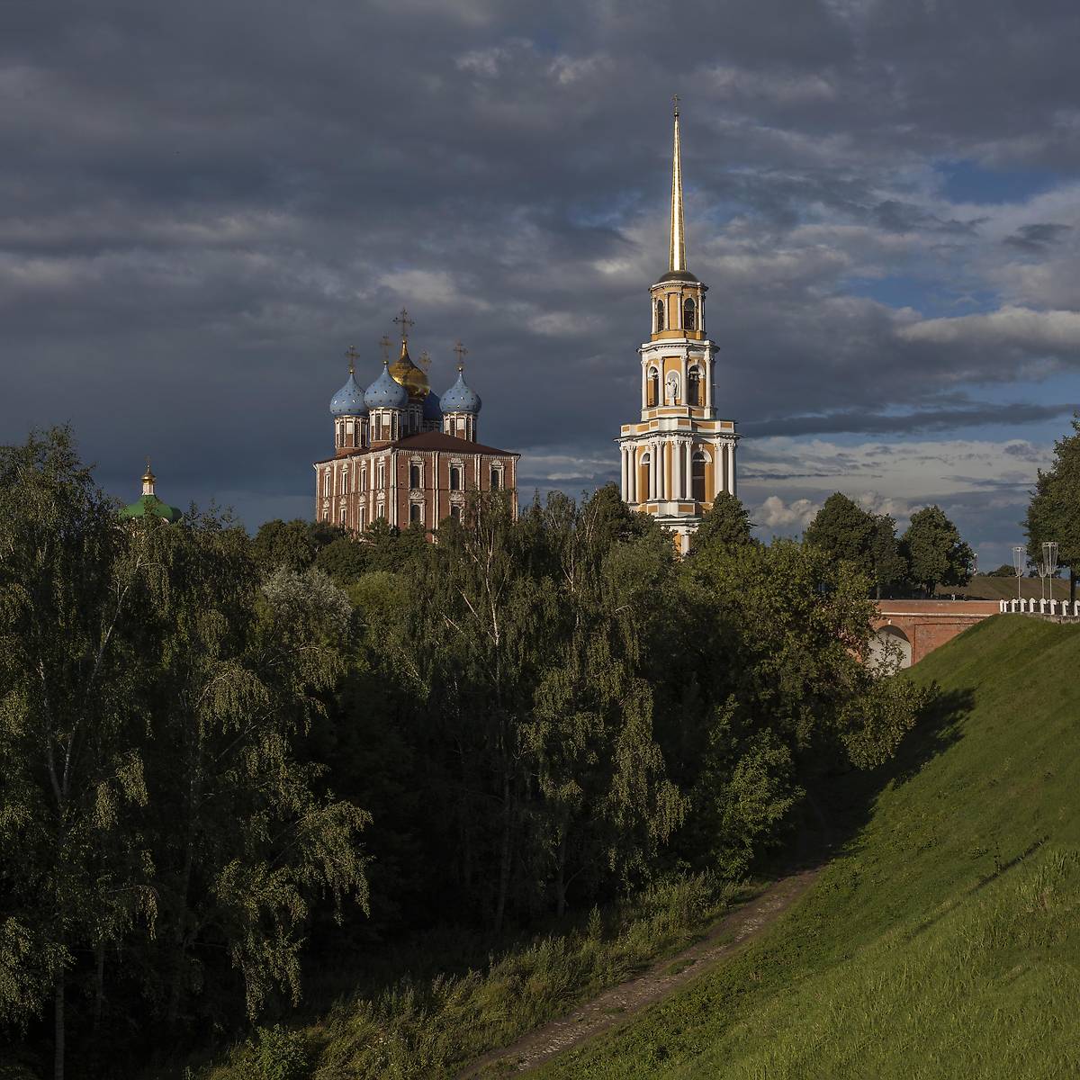 общий вид в ландшафте. Кафедральный собор Успения Пресвятой Богородицы, Рязань (Рязань, город, Рязанская область)