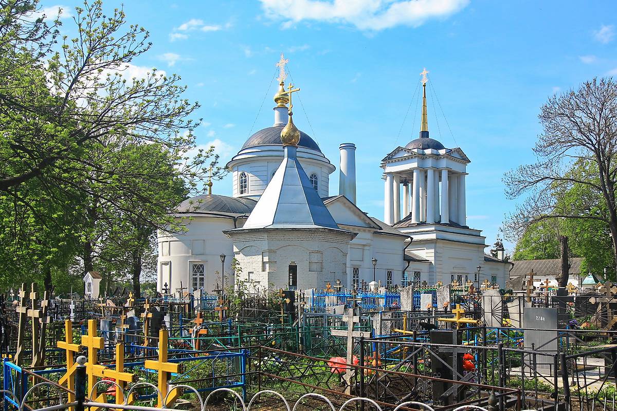 общий вид в ландшафте. Собор Успения Пресвятой Богородицы, Богородицк (Богородицкий район, Тульская область)
