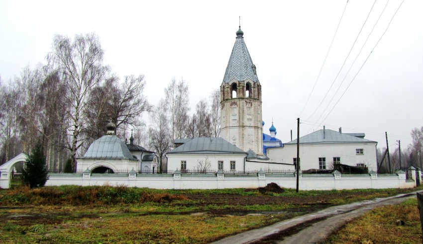 Церковь Казанской иконы Божией Матери, Рожново (Бор, ГО, Нижегородская область). общий вид в ландшафте, вид на церковную территорию с севера