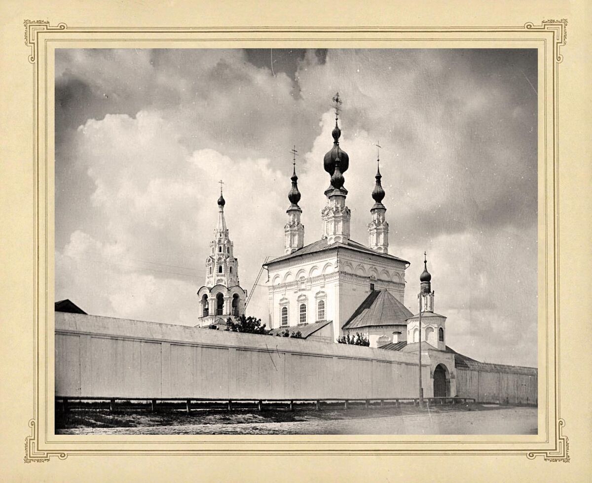 Ризоположенский женский монастырь, Суздаль (Суздальский район, Владимирская область). архивная фотография, Фото в паспарту выполнено в 1900-х гг.