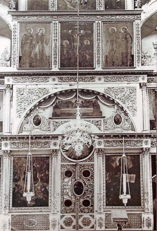 Церковь Бориса и Глеба, Суздаль (Суздальский район, Владимирская область). архивная фотография, Иконостас Борисоглебской церкви, фрагмент. Фото А.А. Соболева. Начало ХХ в.